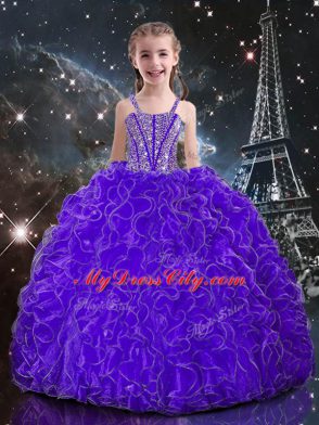 Sophisticated Floor Length Ball Gowns Sleeveless Purple Quinceanera Dresses Lace Up