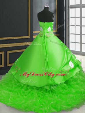 On Sale Sleeveless Brush Train Embroidery Lace Up 15th Birthday Dress