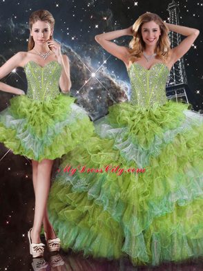 Floor Length Multi-color 15 Quinceanera Dress Sweetheart Sleeveless Lace Up