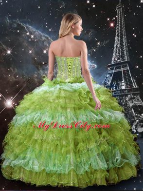 Floor Length Multi-color 15 Quinceanera Dress Sweetheart Sleeveless Lace Up
