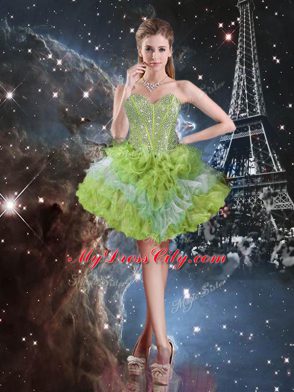 Floor Length Multi-color 15 Quinceanera Dress Sweetheart Sleeveless Lace Up