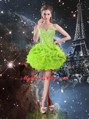 Sexy Sleeveless Beading and Ruffles Floor Length Quinceanera Gown