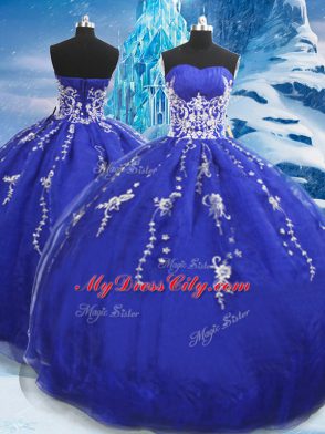 Low Price Floor Length Blue Sweet 16 Dress Sweetheart Sleeveless Lace Up