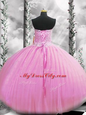 Fitting Floor Length Ball Gowns Sleeveless Lilac Quinceanera Dresses Lace Up