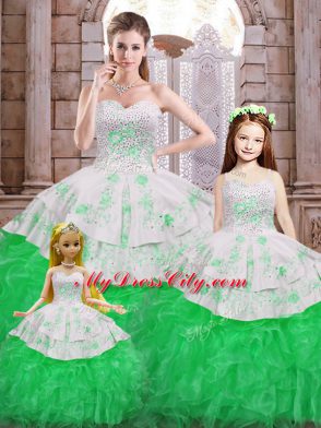 Floor Length Green Ball Gown Prom Dress Sweetheart Sleeveless Lace Up