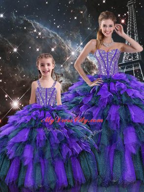Unique Floor Length Multi-color Quinceanera Dress Sweetheart Sleeveless Lace Up
