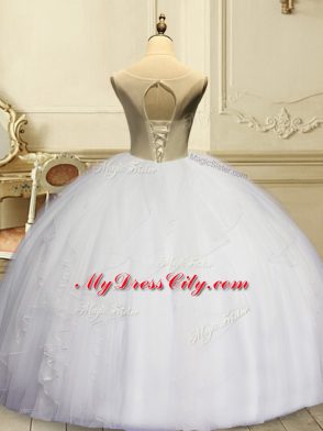 Sleeveless Appliques and Ruffles Lace Up Ball Gown Prom Dress