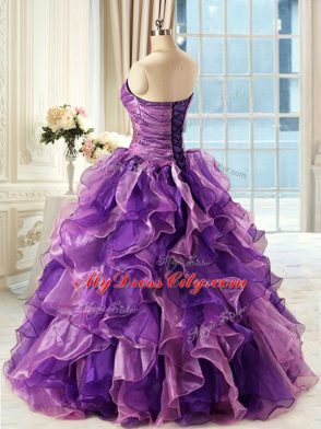 Sleeveless Beading and Ruffles Lace Up Ball Gown Prom Dress