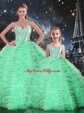 Suitable Floor Length Turquoise Quinceanera Dress Sweetheart Sleeveless Lace Up