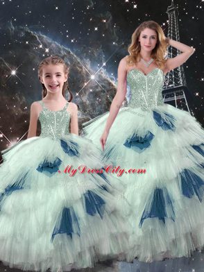 Organza Sweetheart Sleeveless Lace Up Beading and Ruffled Layers Sweet 16 Dress in Multi-color