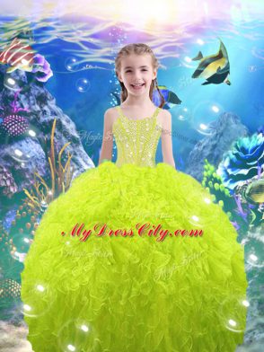 Nice Sleeveless Organza Lace Up Pageant Dress Womens for Quinceanera and Wedding Party