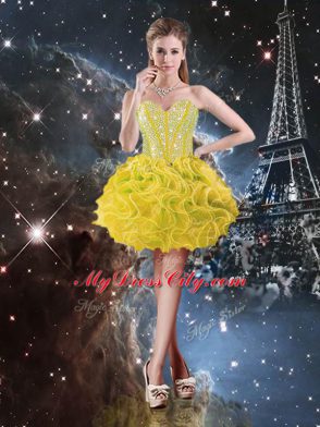 Flirting Sleeveless Lace Up Floor Length Beading and Ruffles 15th Birthday Dress