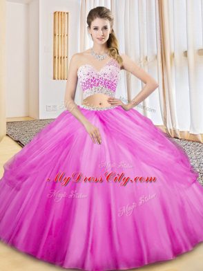 Shining Tulle Sleeveless Floor Length Sweet 16 Dresses and Beading and Ruching and Pick Ups