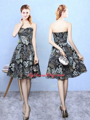 Wonderful A-line Bridesmaid Dress Multi-color Sweetheart Printed Sleeveless Knee Length Zipper