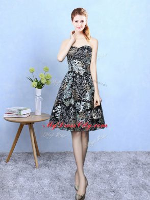 Wonderful A-line Bridesmaid Dress Multi-color Sweetheart Printed Sleeveless Knee Length Zipper