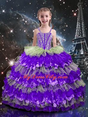 Sweetheart Sleeveless Organza Sweet 16 Quinceanera Dress Beading and Ruffles Lace Up