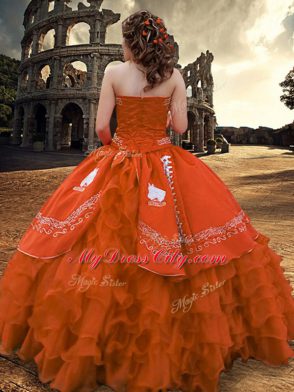 Sleeveless Zipper Floor Length Embroidery and Ruffled Layers Vestidos de Quinceanera