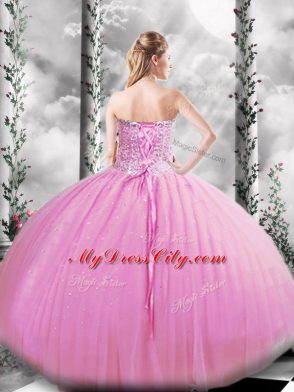 Glorious Ball Gowns Quinceanera Gowns Lilac Sweetheart Tulle Sleeveless Floor Length Lace Up