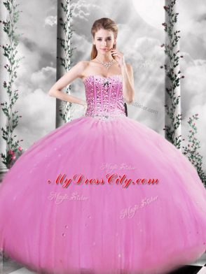 Glorious Ball Gowns Quinceanera Gowns Lilac Sweetheart Tulle Sleeveless Floor Length Lace Up
