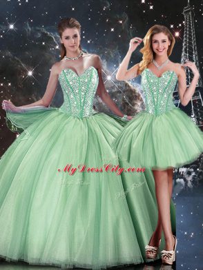Ideal Sleeveless Beading Lace Up Sweet 16 Dress