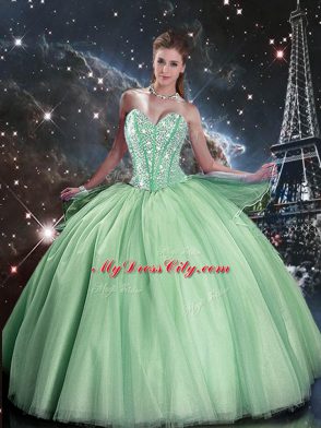 Ideal Sleeveless Beading Lace Up Sweet 16 Dress
