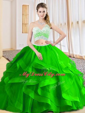 Tulle One Shoulder Sleeveless Criss Cross Beading and Ruffled Layers 15 Quinceanera Dress in