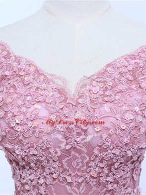 Free and Easy Lilac Off The Shoulder Neckline Lace and Appliques Mother of Bride Dresses Long Sleeves Zipper