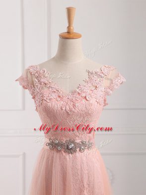 Cheap Tulle and Lace Short Sleeves Floor Length Mother of the Bride Dress and Beading and Lace and Appliques
