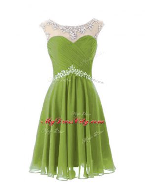 Lovely Knee Length A-line Cap Sleeves Olive Green Party Dress Wholesale Zipper