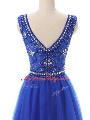 Hot Sale Scoop Sleeveless Tulle Dress for Prom Beading Zipper