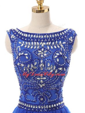 Hot Sale Scoop Sleeveless Tulle Dress for Prom Beading Zipper