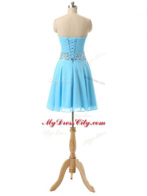 Sleeveless Lace Up Mini Length Beading Prom Dresses