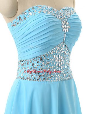 Sleeveless Lace Up Mini Length Beading Prom Dresses