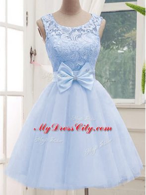 Affordable Scoop Sleeveless Tulle Vestidos de Damas Lace Lace Up