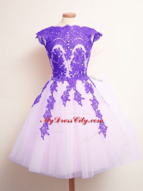 Mini Length Lace Up Wedding Party Dress Multi-color for Prom and Party and Wedding Party with Appliques