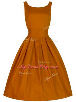 Free and Easy Knee Length Orange Wedding Party Dress Scoop Sleeveless Lace Up