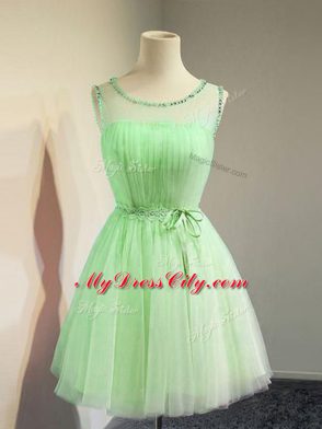 Sleeveless Lace Up Knee Length Belt Quinceanera Court Dresses