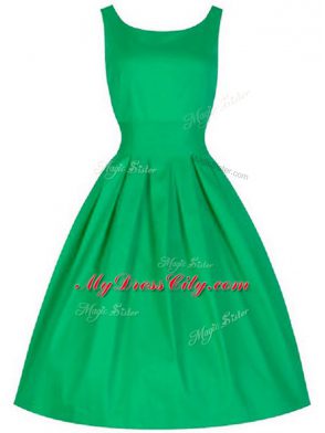 Custom Designed Sleeveless Knee Length Ruching Lace Up Bridesmaid Gown with Green