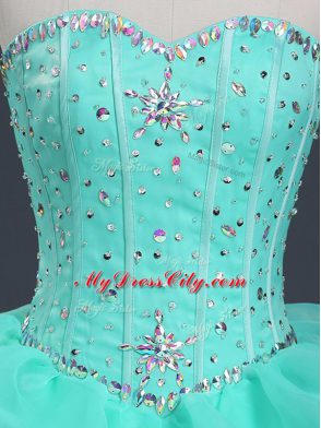 Sleeveless Beading and Ruffles and Pick Ups Lace Up 15 Quinceanera Dress