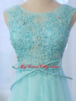 Dazzling Empire Sleeveless Apple Green Dama Dress for Quinceanera Brush Train Zipper