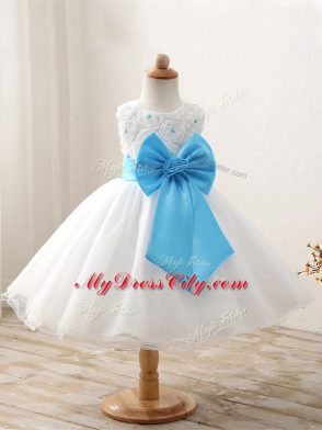 Ball Gowns Teens Party Dress White Scoop Organza Sleeveless Mini Length Zipper
