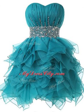 Teal Prom Party Dress Sweetheart Sleeveless Lace Up