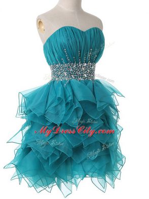 Teal Prom Party Dress Sweetheart Sleeveless Lace Up