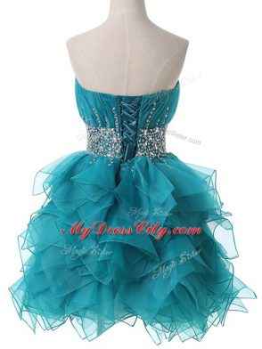 Teal Prom Party Dress Sweetheart Sleeveless Lace Up