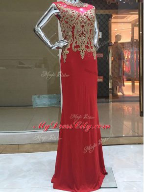 Beading and Appliques Red Zipper Sleeveless Floor Length