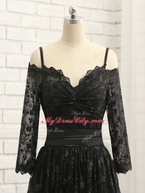 Pretty Half Sleeves High Low Lace Zipper with Black