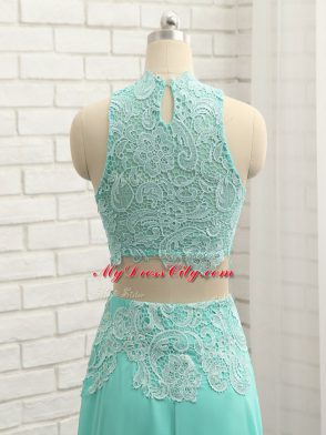 Chiffon Sleeveless Floor Length Prom Dresses and Appliques