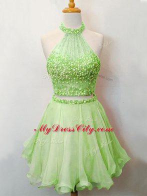 Stunning Knee Length Two Pieces Sleeveless Quinceanera Court Dresses Lace Up