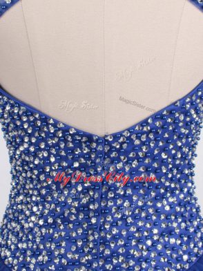 Trendy Royal Blue Ball Gowns Scoop Sleeveless Tulle Floor Length Zipper Beading Quinceanera Gown