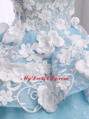 Fantastic Scoop Sleeveless Court Train Lace Up Quinceanera Gown Light Blue Organza